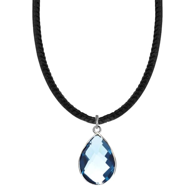 Liv Oliver Silver Plated Blue Topaz Pear Drop Necklace