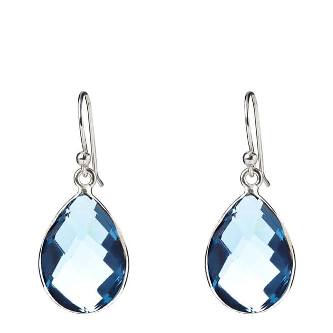 Liv Oliver Silver Plated Blue Topaz Pear Drop Earrings