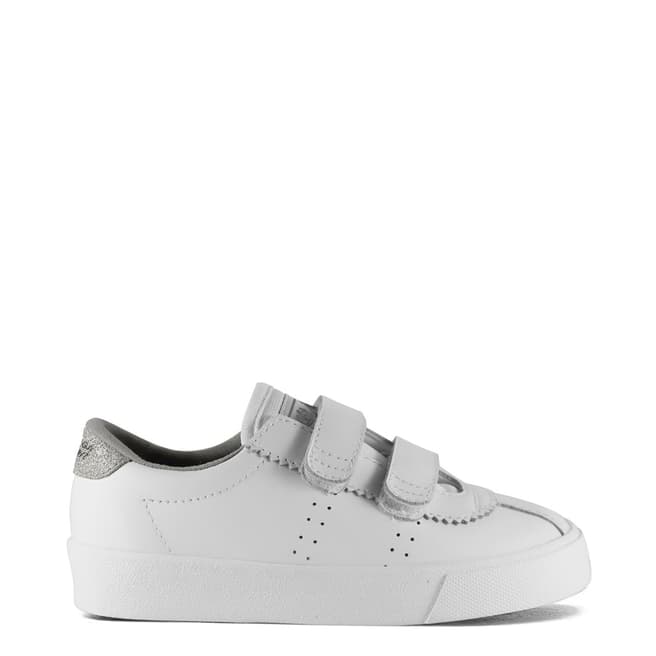 Superga White/Silver 2843 Glitter Club Strap Sneakers