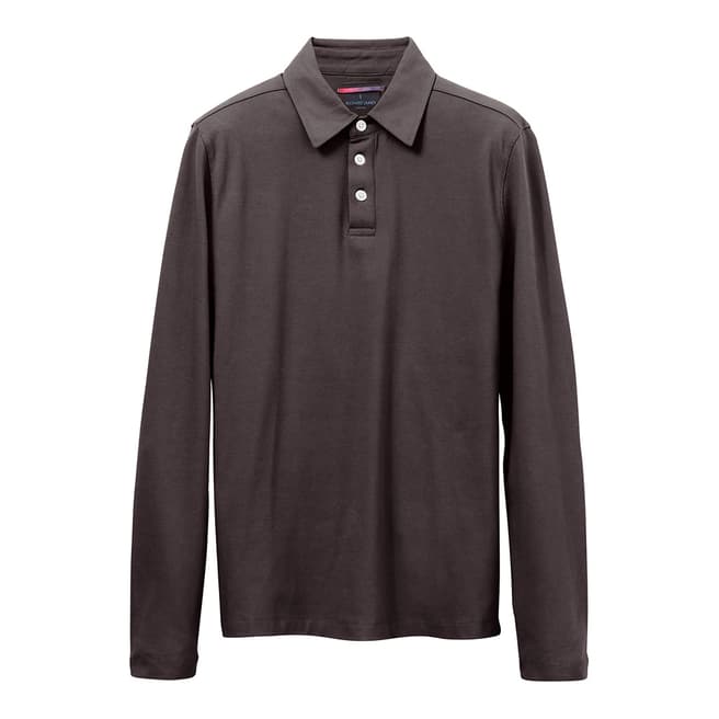 Richard James Charcoal Long Sleeve Pique Polo Shirt