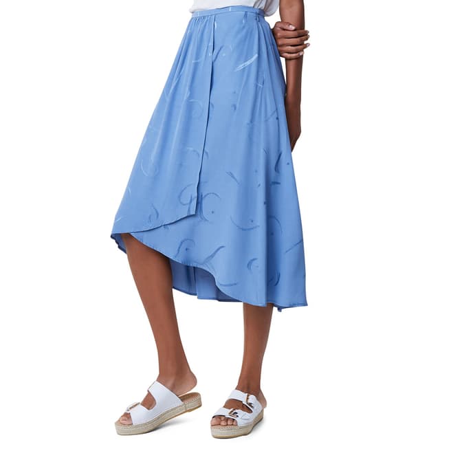 Great Plains Blue Wrap Over Midi Skirt