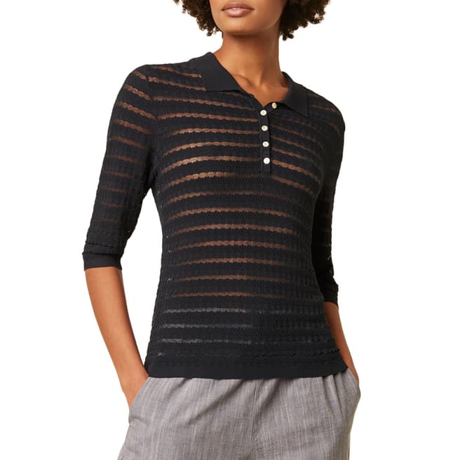 Great Plains Navy Stripe Detailed Knit Top