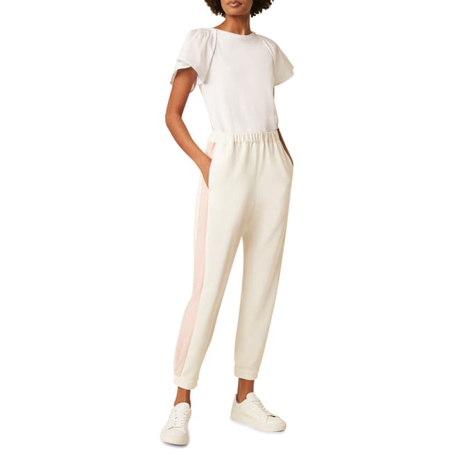 Great Plains White Stripe Detailed Cotton Linen Blend Trouser