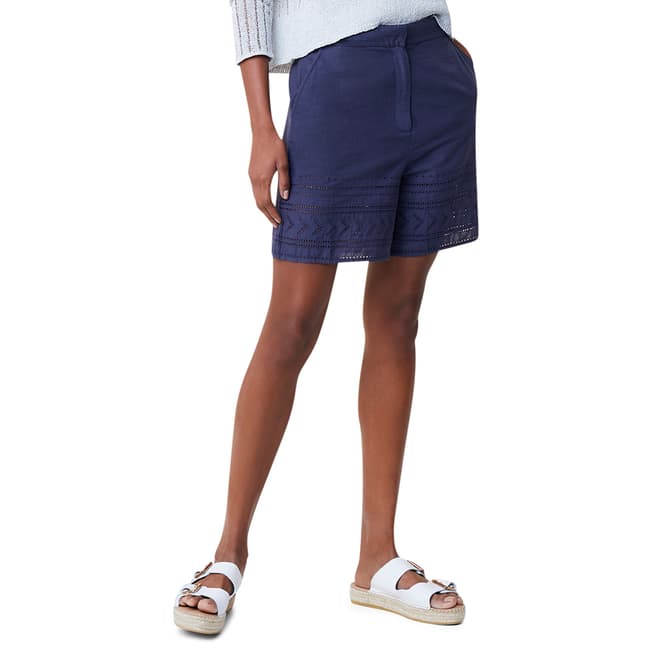 Great Plains Dark Blue Patterned Cotton Shorts