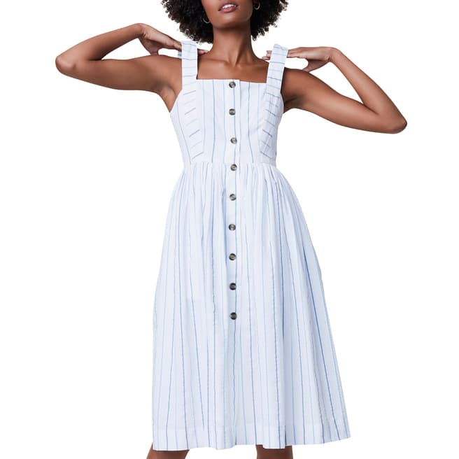 Great Plains Multi Stripe Button Through Cotton Midi Dress