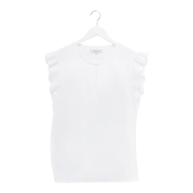 Great Plains White Sleeve Detail Cotton T-Shirt