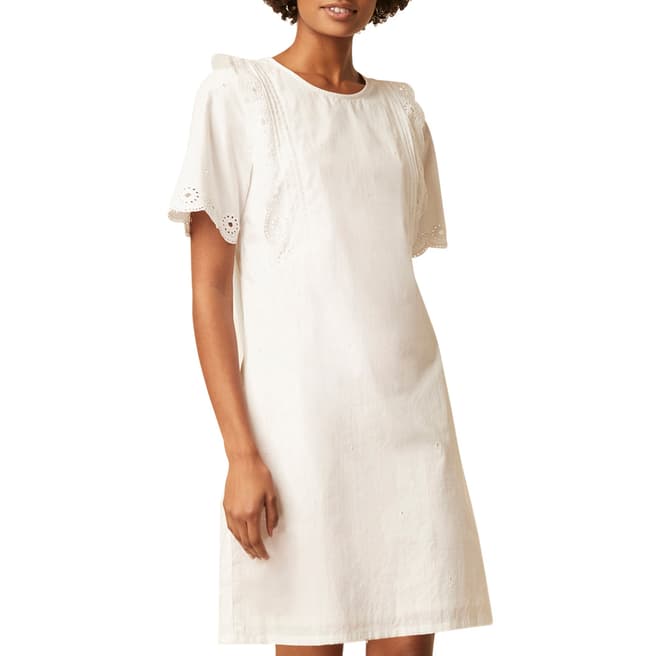 Great Plains White Scallop Hem Mini Cotton Dress