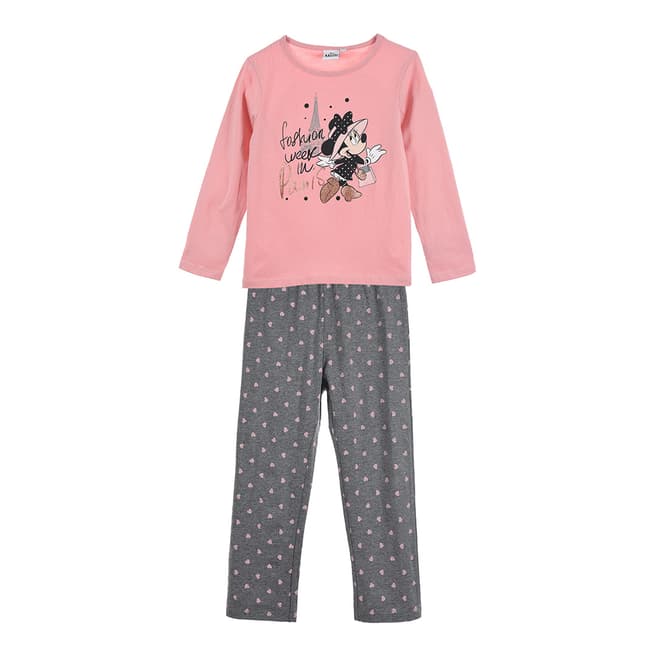 Disney Kid's Pink Minnie Graphic Print Cotton Pyjamas