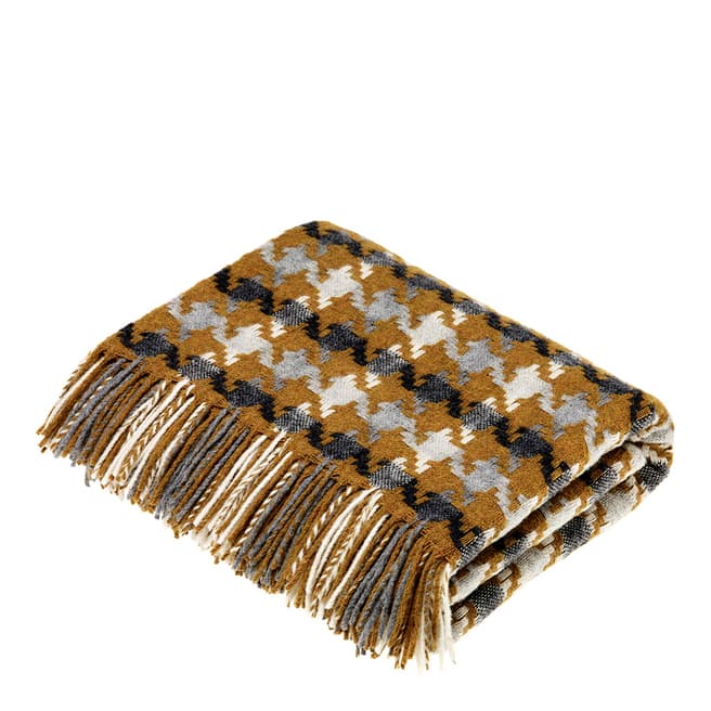 Bronte by Moon Gold Houndstooth Lambswool Throw 140x185cm