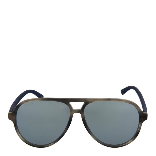 Gucci Men's Havana/Blue/Grey Gucci Sunglasses 60mm