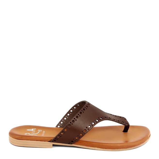 Alissa Shoes Brown Leather Flip Flop Sandal
