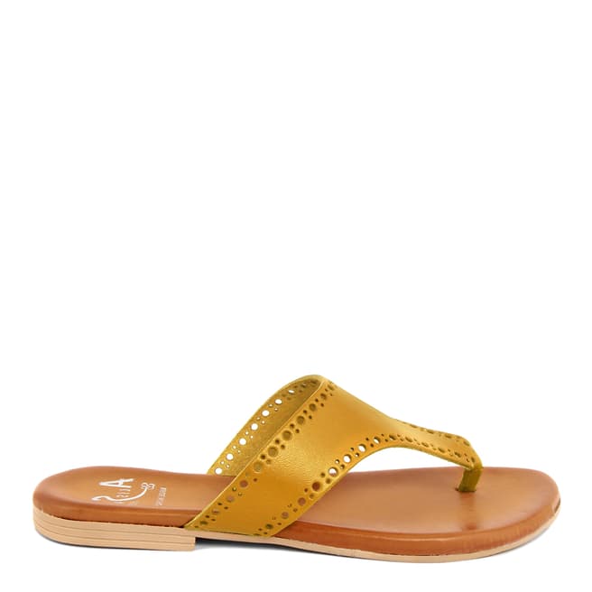 Alissa Shoes Yellow Leather Flip Flop Sandal