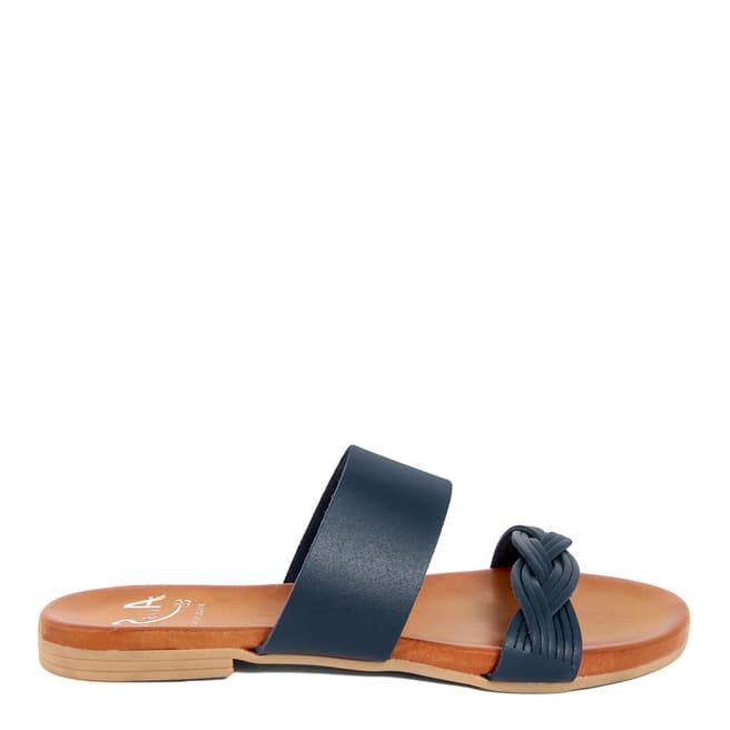 Alissa Shoes Navy Leather Mule Sandal