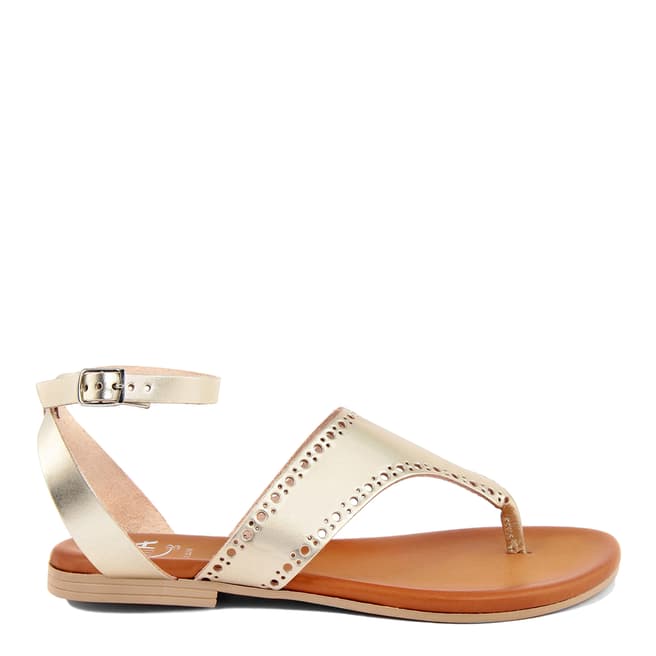 Alissa Shoes Gold Leather Toe Thong Sandal