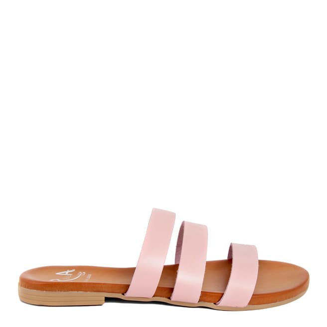 Alissa Shoes Pink Triple Strap Mule Sandal