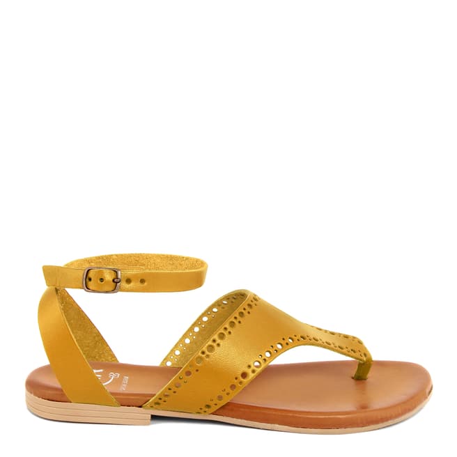 Alissa Shoes Yellow Leather Toe Thong Sandal