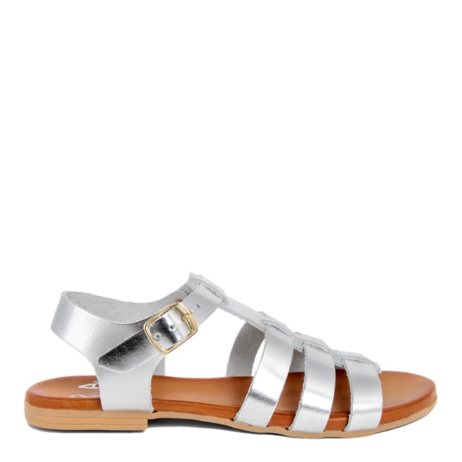 Alissa Shoes Silver Leather Cut Out Sandal