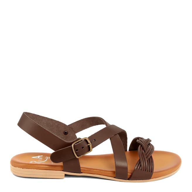Alissa Shoes Brown Braided Crossover Sandal