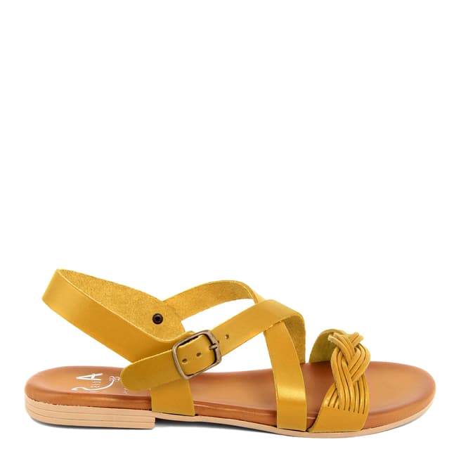 Alissa Shoes Yellow Braided Crossover Sandal