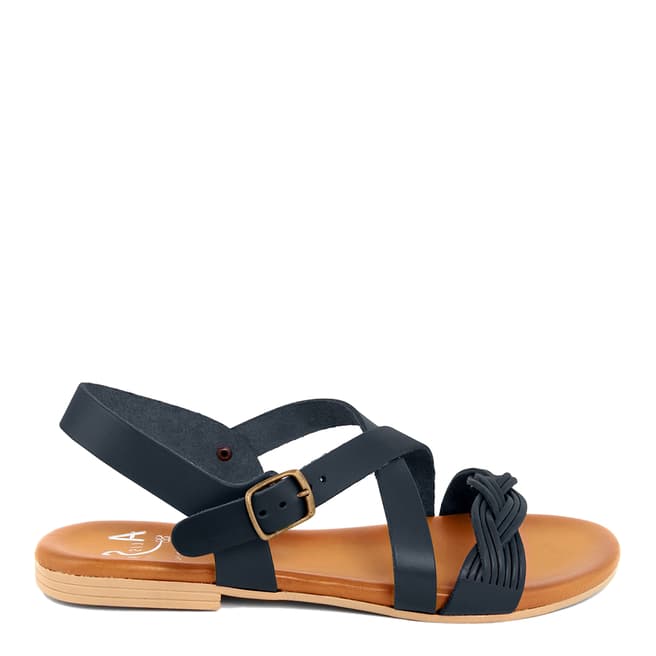 Alissa Shoes Navy Braided Crossover Sandal