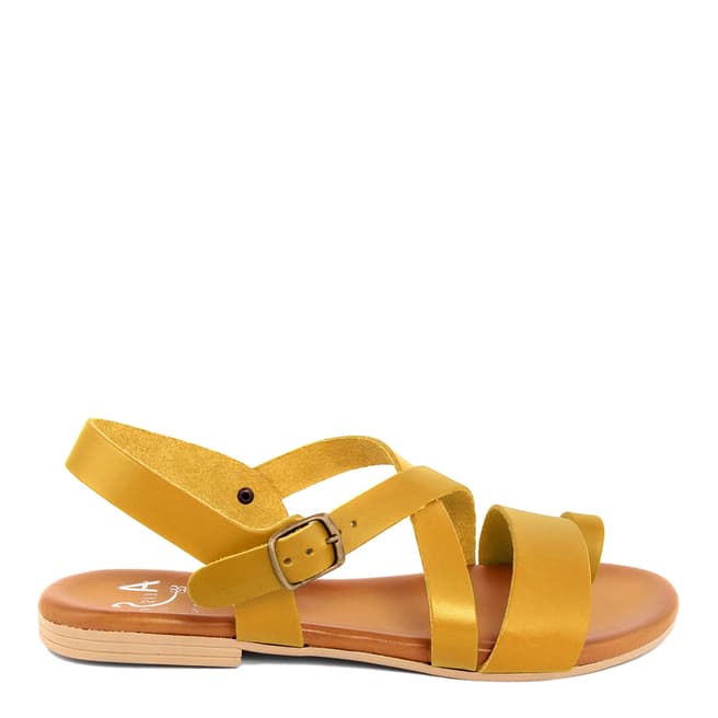 Alissa Shoes Yellow Crossed Strap Flat Sandal