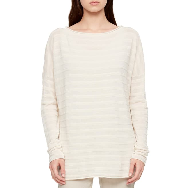 SARAH PACINI White Stripe Cotton Sweater