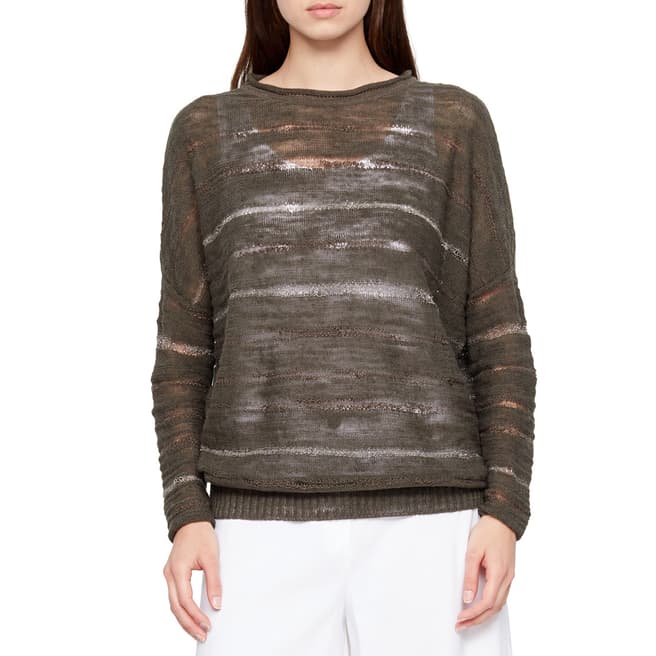 SARAH PACINI Khaki Asymmetrical Line Linen Sweater