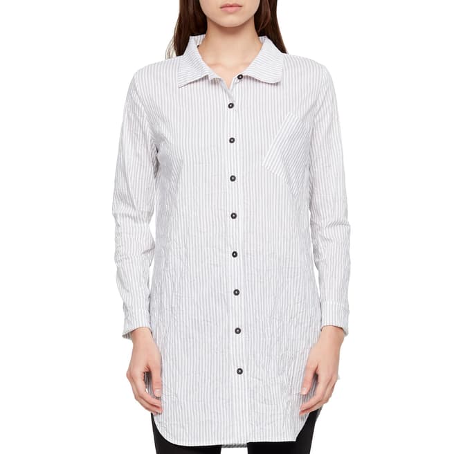 SARAH PACINI White Stripe Wrinkled Cotton Shirt
