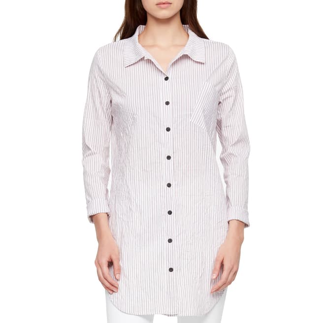 SARAH PACINI White Stripe Wrinkled Cotton Shirt