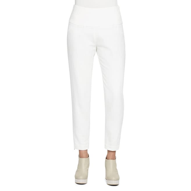 SARAH PACINI White Cotton/Linen Ankle Trousers