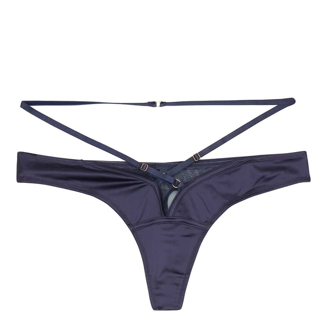 Playful Promises Navy Philly Tulip Satin Thong