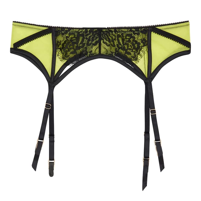Playful Promises Lime Indigo Satin And Lace Suspender