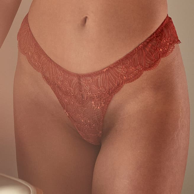 Wolf & Whistle  Rust Ariana Everyday Lace Thong