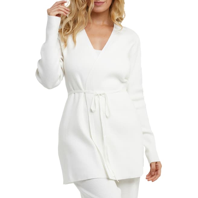 Wolf & Whistle Ivory Super Soft Knitted Rib Long Cardigan
