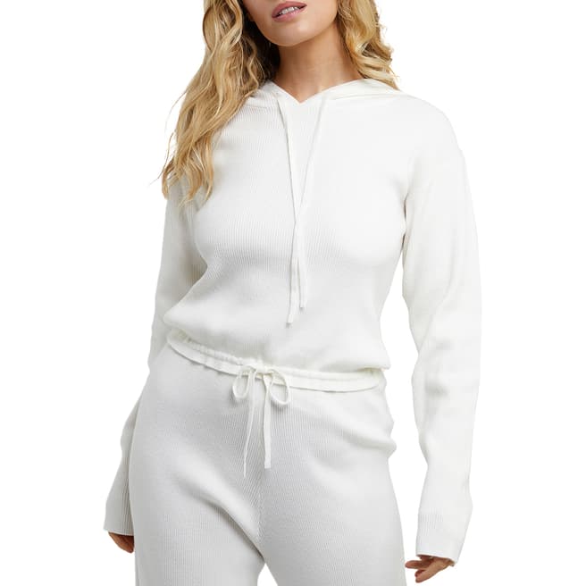 Wolf & Whistle Ivory Super Soft Knitted Rib Cropped Hoodie