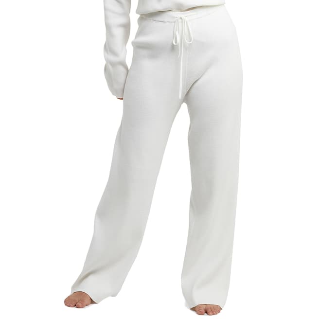 Wolf & Whistle Ivory Super Soft Knitted Rib Loose Lounge Trousers