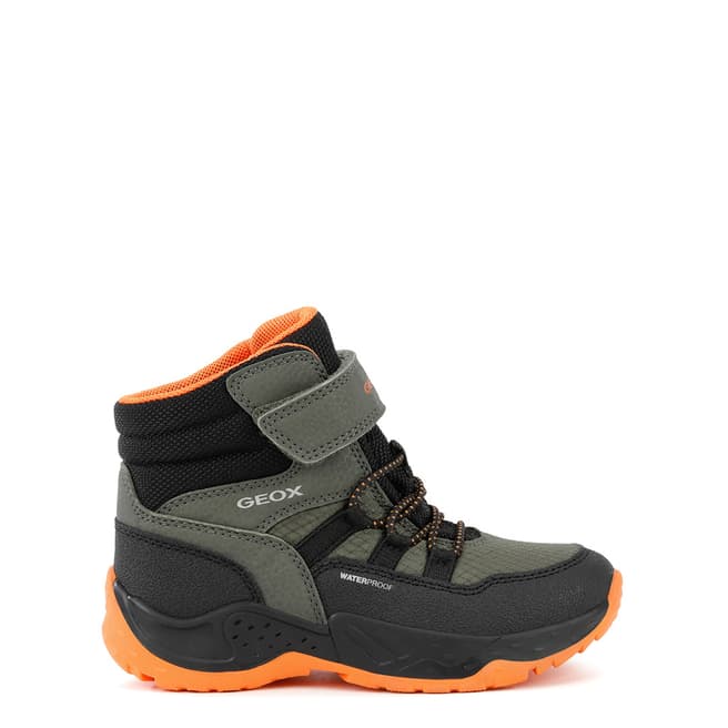 Geox Boy's Military/Orange Sentiero Waterproof Snow Boots