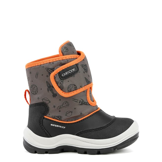 Geox Boy's Black/Fluro Orange Flanfil Waterproof Snow Boots
