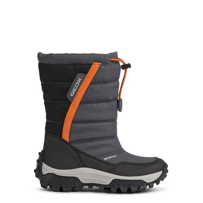 Geox Boy's Dark Grey/Orange Himalaya Waterproof Snow Boots