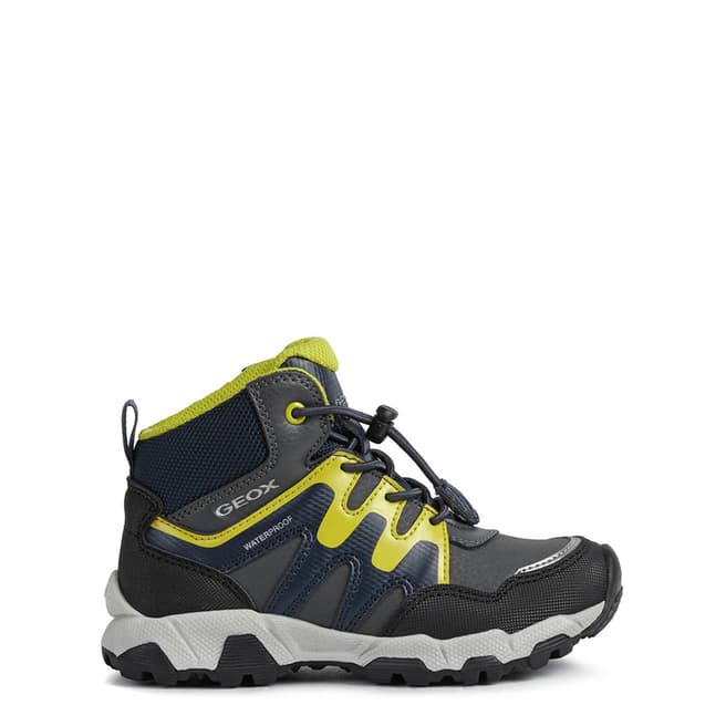 Geox Boy's Dark Grey/Lime Magnetar Waterproof Sneakers