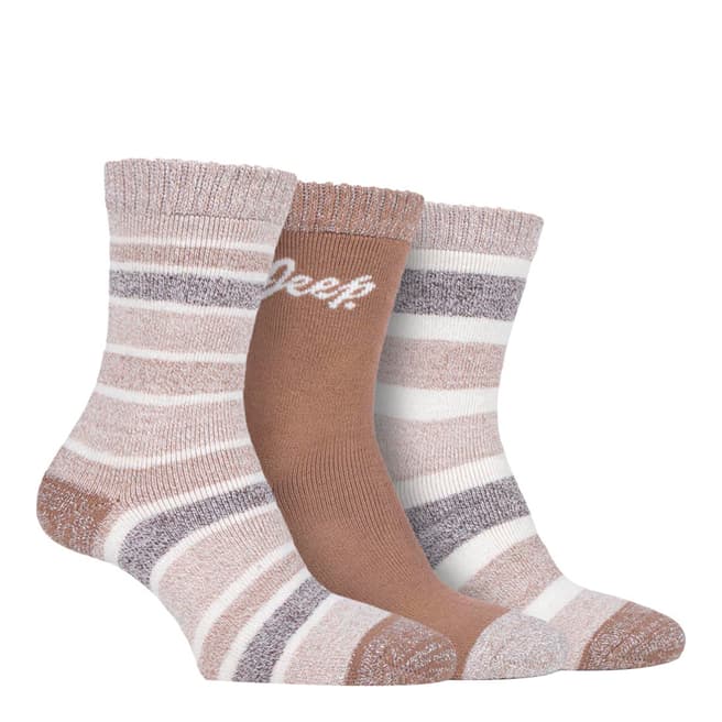 Jeep Tan/Cream 3 Pack Performance Poly Boot Sock