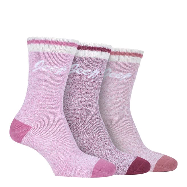 Jeep Rose/Cream 3 Pack Performance Poly Boot Sock