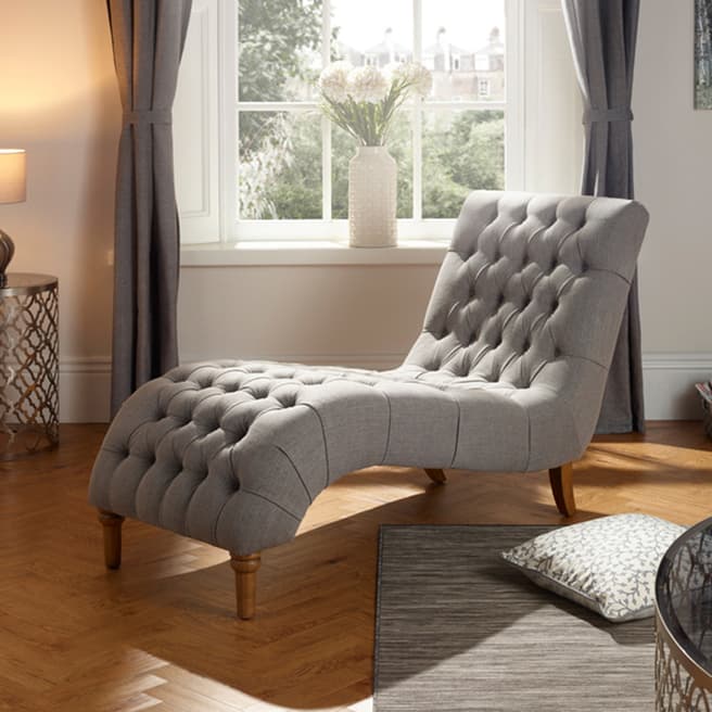 Serene Furnishings Grey Fabric Chaise with Oak Legs