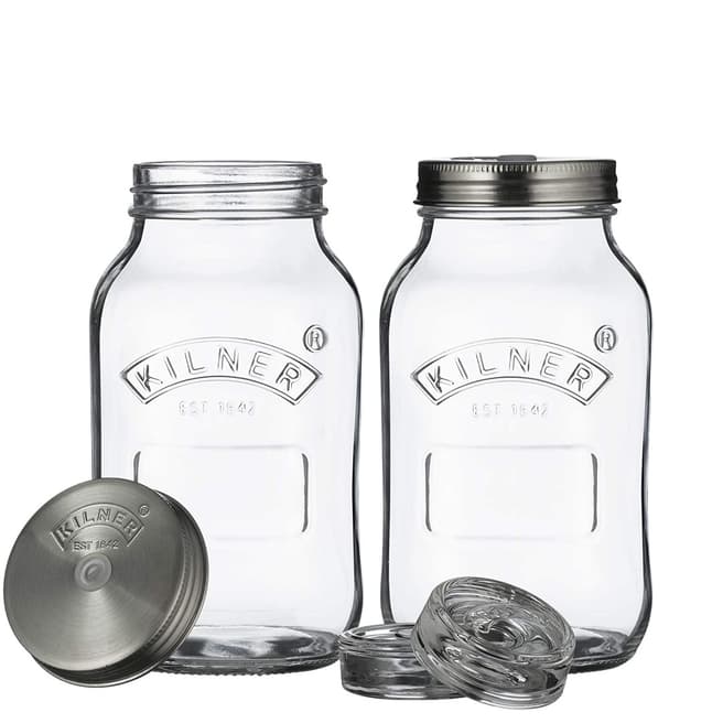 Kilner Set of 2 Fermentation Jars, 1L
