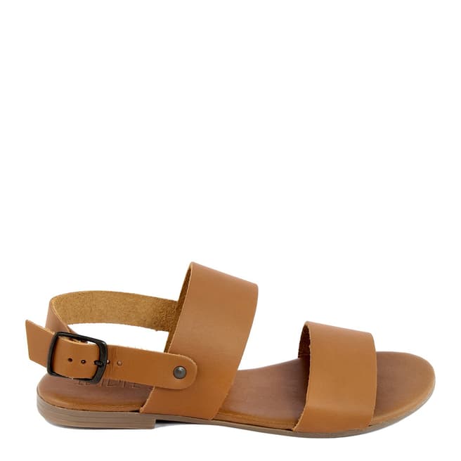 Triple Sun Tan Leather Double Strap Sandal