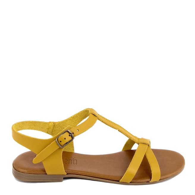 Triple Sun Yellow Leather Cross Strap Sandal