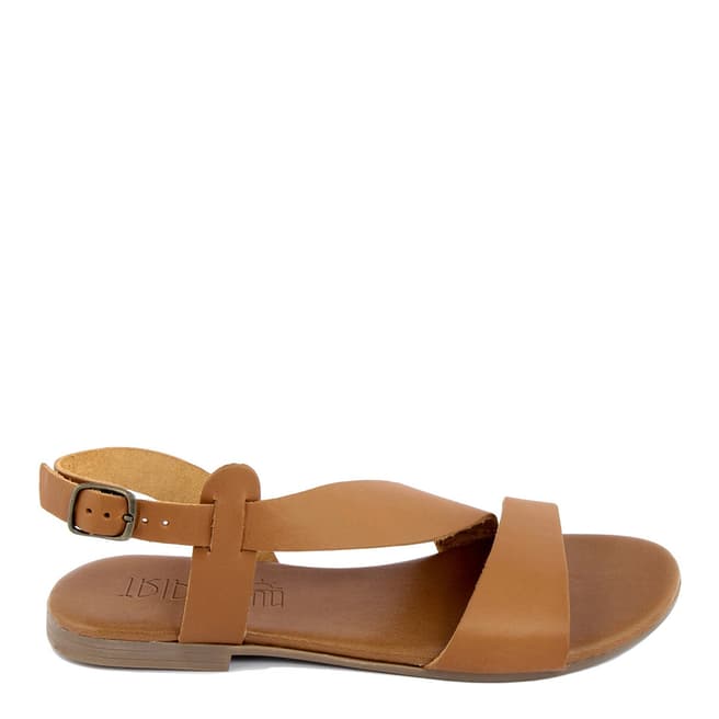 Triple Sun Tan Leather Crossover Sandal