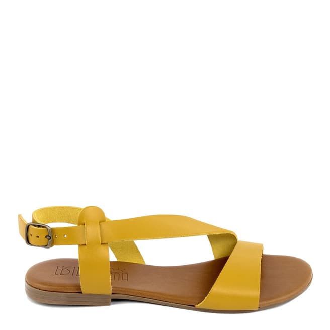 Triple Sun Yellow Leather Crossover Sandal