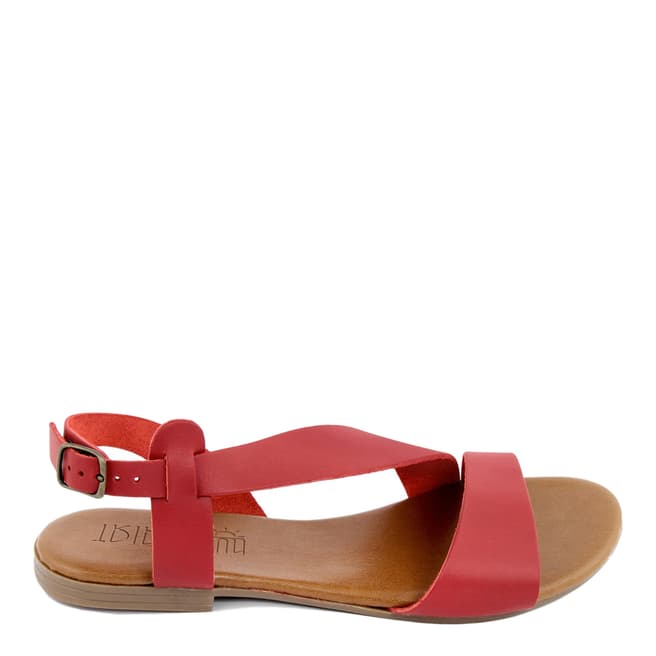 Triple Sun Red Leather Crossover Sandal