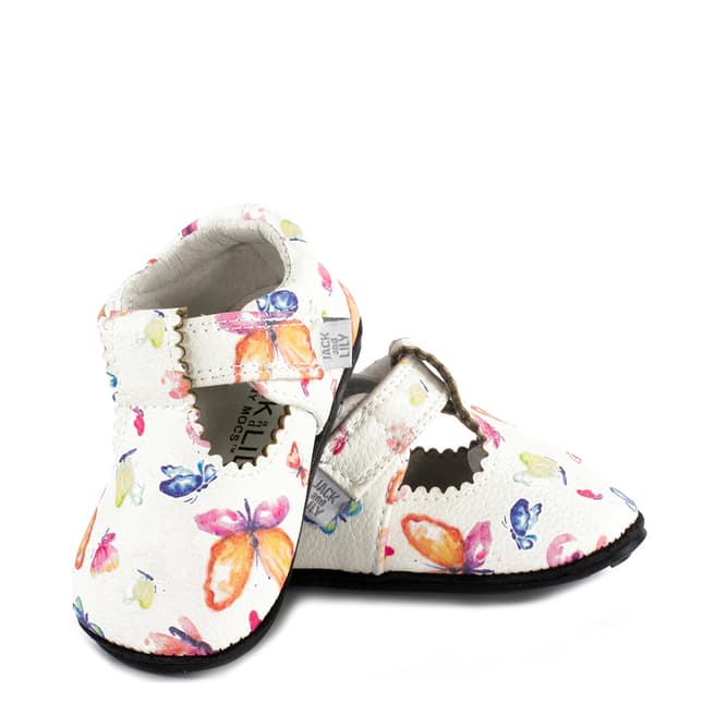 Jack & Lily Watercolour Butterfly/White Print Mona Shoes